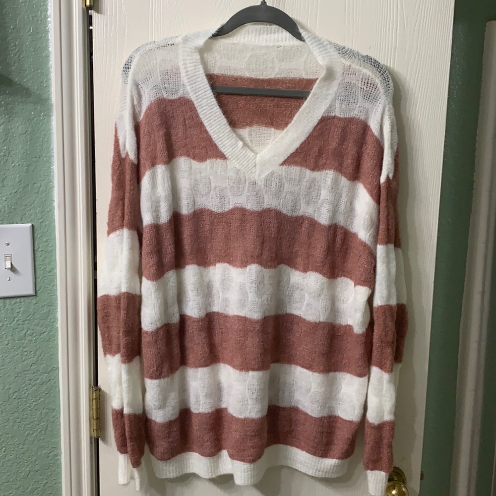 Rustic Red and white stripe Sweater